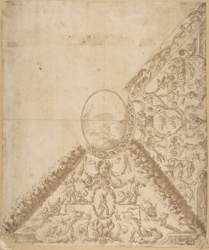 Sketch for Ceiling Decoration Wall Art by Anonymous, Italian, 16th century - High-Resolution Digital Print