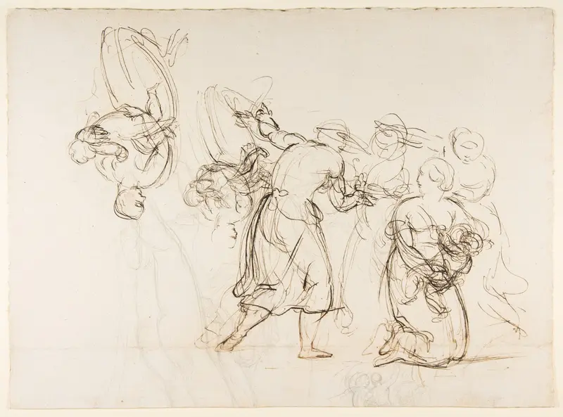 Sketch for the Judgment of Solomon (?); verso: Dancing Mythological Figures Wall Art by Christian Gottlieb Schick - High-Resolution Digital Print