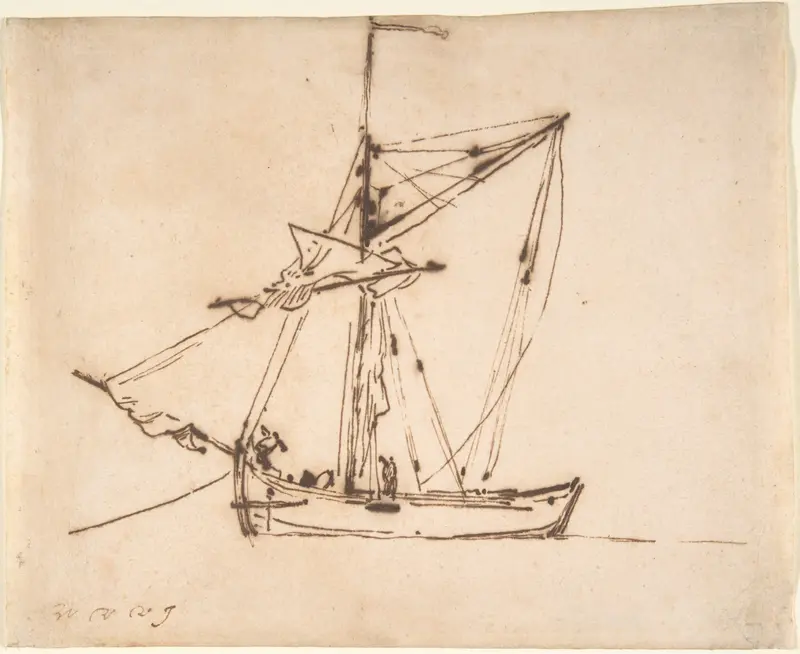 Sketch of a Sailboat Wall Art by Willem van de Velde II - High-Resolution Digital Print