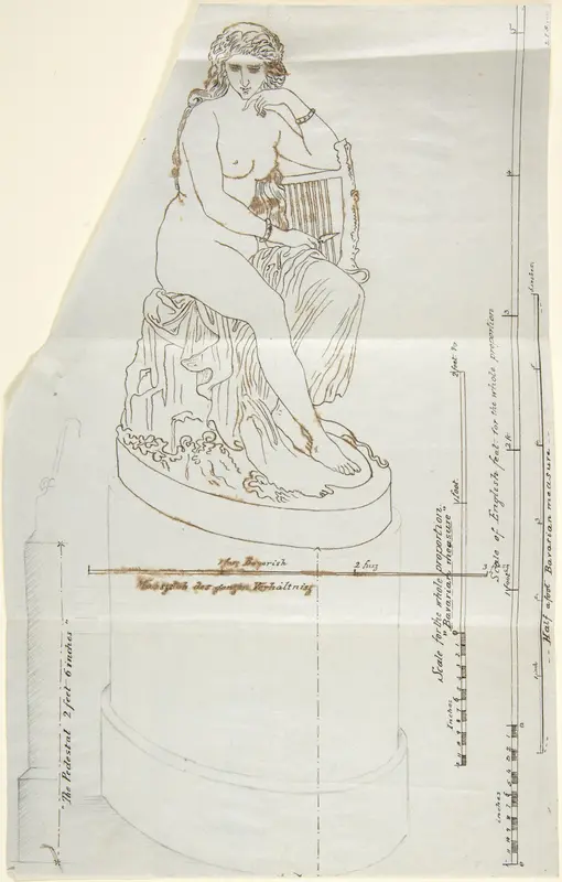 Sketch of a statue: Nymph (or Nymph of the Rhine) by Ludwig Michael Schwanthaler Wall Art by Franz Xaver Schwanthaler - High-Resolution Digital Print