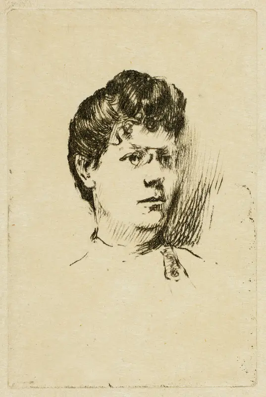 Sketch of a Woman's Head Wall Art by Theodore Roussel - High-Resolution Digital Print