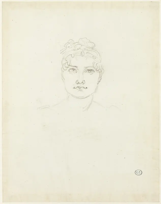 Sketch of a Woman's Head Wall Art by Jacques Louis David - High-Resolution Digital Print