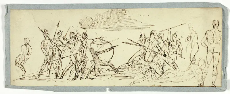 Sketch of Battle Scene (recto); Frigate (verso) Wall Art by Unknown artist - High-Resolution Digital Print
