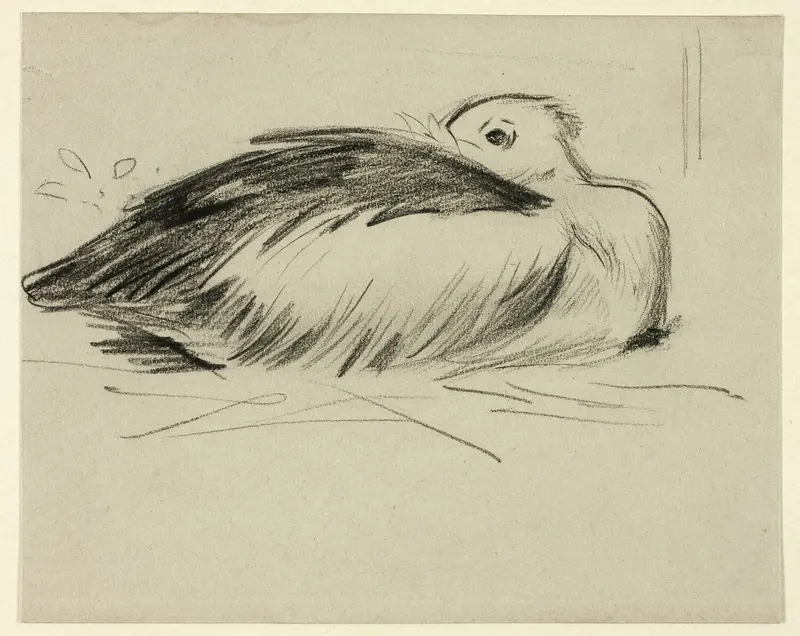Sketch of Nesting Stork Wall Art by Henry Stacy Marks - High-Resolution Digital Print