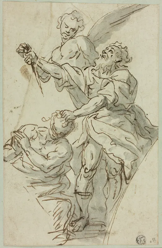 Sketch of Spandrel with Sacrifice of Isaac Wall Art by Francesco de Mura - High-Resolution Digital Print
