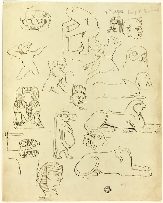 Sketches After Sculptures and Reliefs, Mainly Egyptian Wall Art by W. T. Agar - High-Resolution Digital Print
