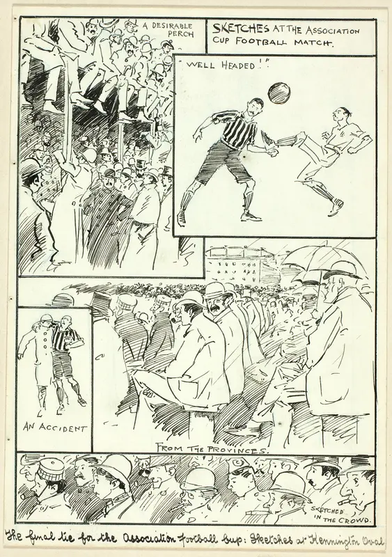 Sketches at the Association Cup Football Match Wall Art by Philip William May - High-Resolution Digital Print