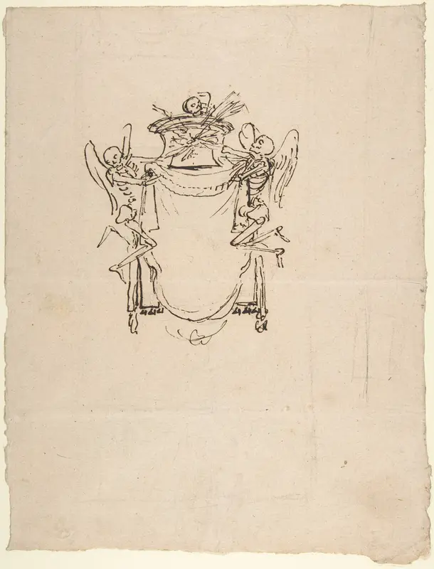 Sketches for a Wall Tomb with Skeletons Wall Art by Gian Lorenzo Bernini - High-Resolution Digital Print