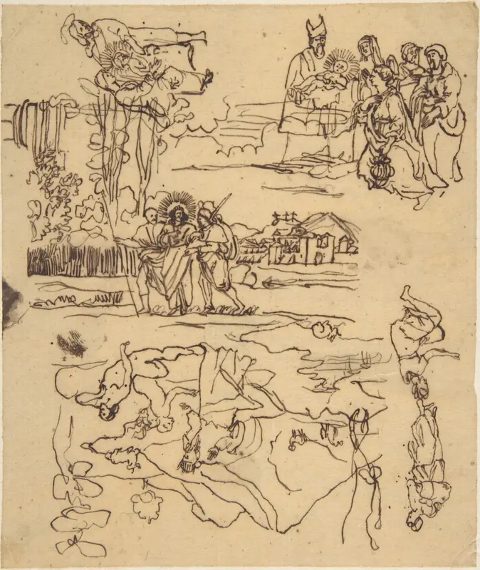 Sketches for Biblical Scenes Wall Art by Rodolphe Bresdin - High-Resolution Digital Print