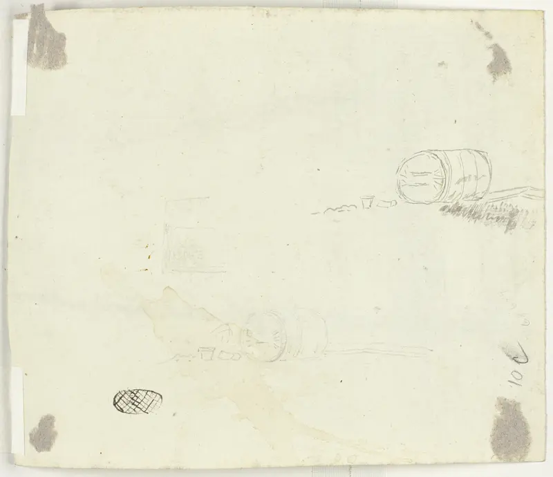 Sketches of a Barrel and Other Objects Wall Art by Pierre Antoine Mongin - High-Resolution Digital Print