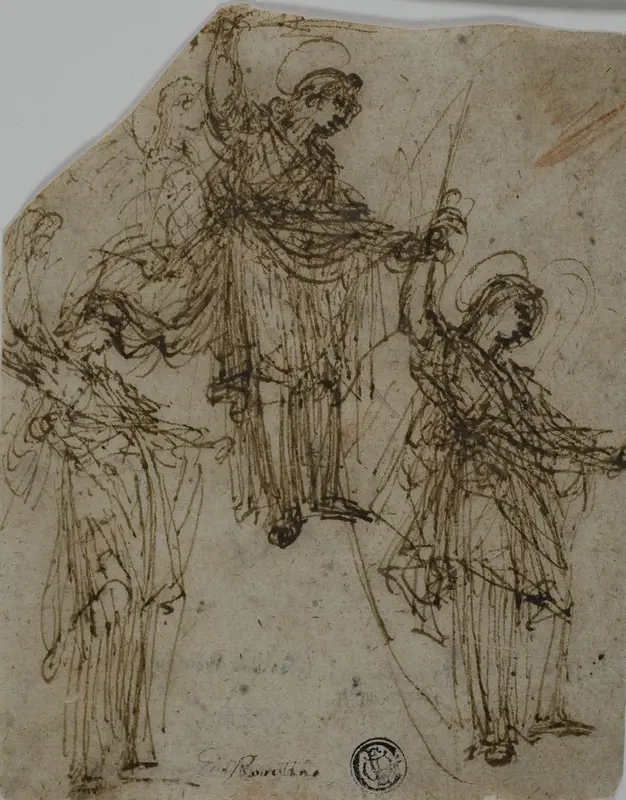 Sketches of a Standing Saint Holding a Sword (recto); Sketches of Figures and Heads (verso) Wall Art by Unknown Lombard - High-Resolution Digital Print
