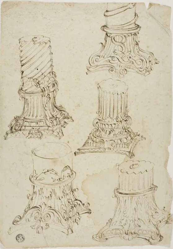 Sketches of Corinthian Capitals Wall Art by Giovanni Paolo Panini - High-Resolution Digital Print