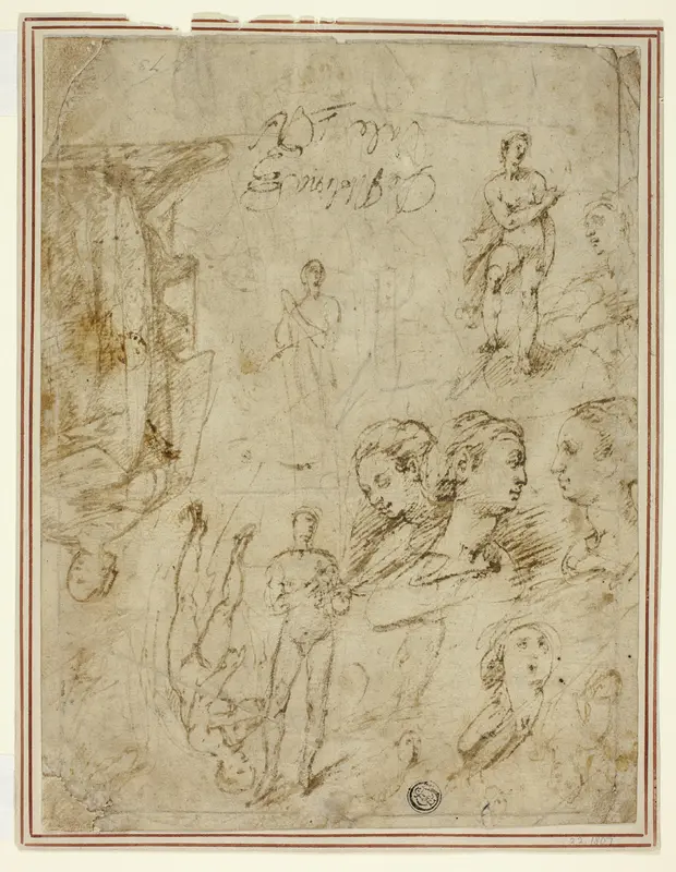 Sketches of Figures and Heads Wall Art by Pieter de Molijn - High-Resolution Digital Print