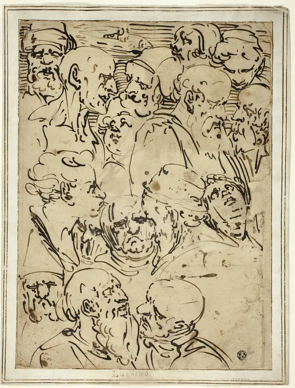 Sketches of Heads Wall Art by Luca Cambiaso - High-Resolution Digital Print