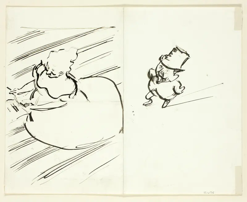 Sketches of Man and Woman Seen from Above Wall Art by Philip William May - High-Resolution Digital Print
