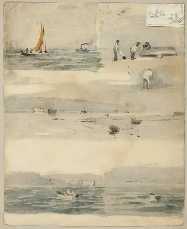 Sketches of Marine Scenes (recto); Two Sketches: Beside Stormy Coast, Cloudy Seascape