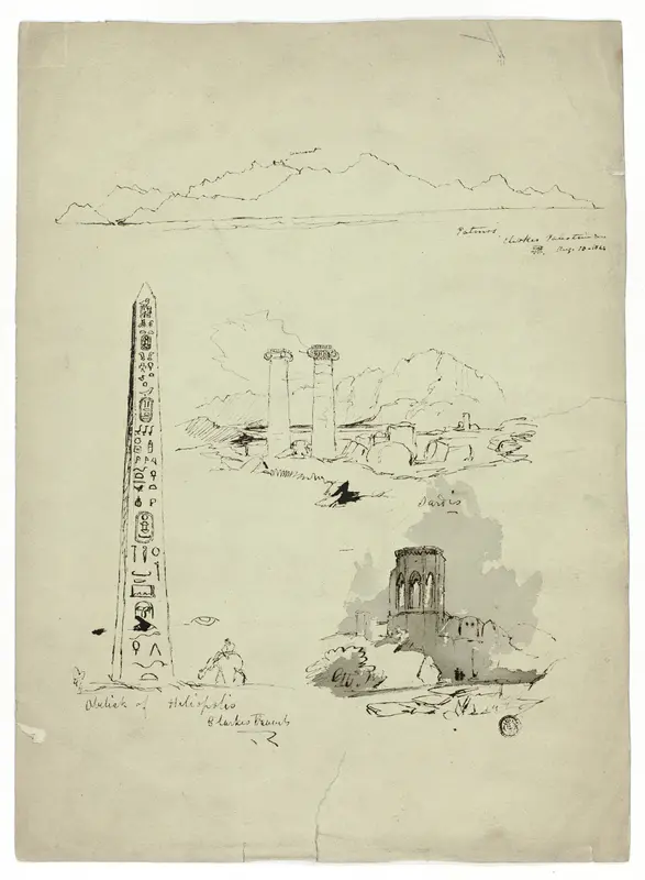 Sketches of Patmos, Sardis, Obelisk of Heliopolis Wall Art by Unknown artist - High-Resolution Digital Print