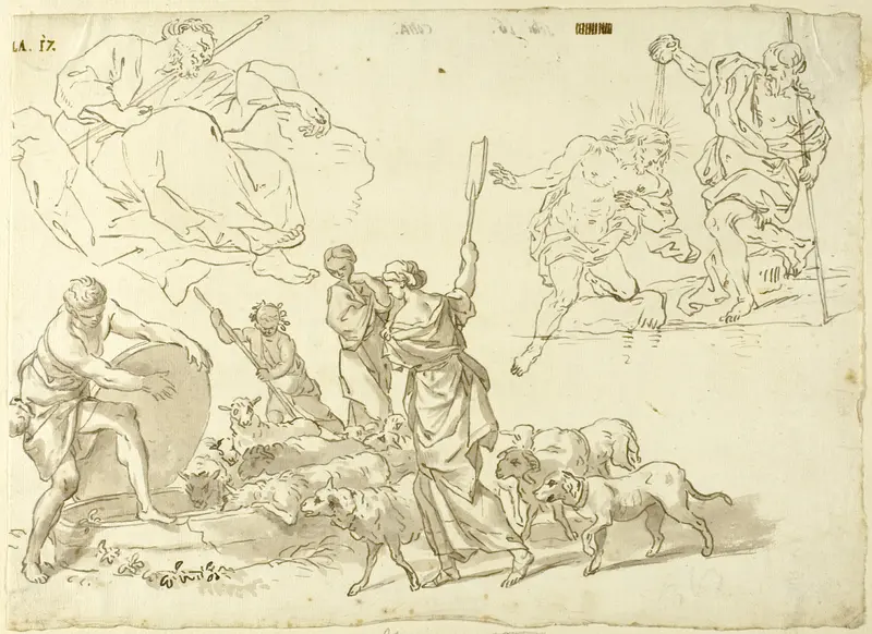 Sketches of Religious Scenes Wall Art by Domenico Piola - High-Resolution Digital Print