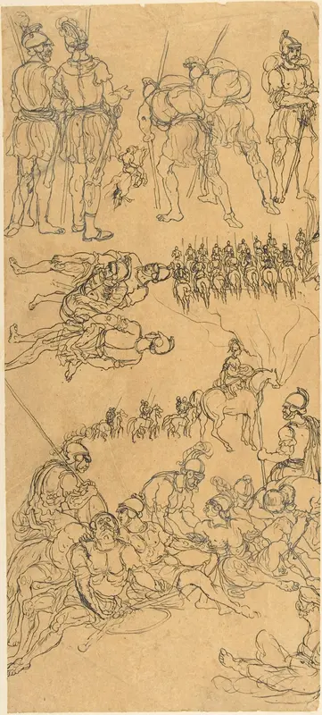 Sketches of Roman Soldiers Wall Art by Rodolphe Bresdin - High-Resolution Digital Print