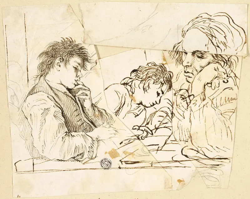 Sketches of School Boys Wall Art by Unknown Italian - High-Resolution Digital Print