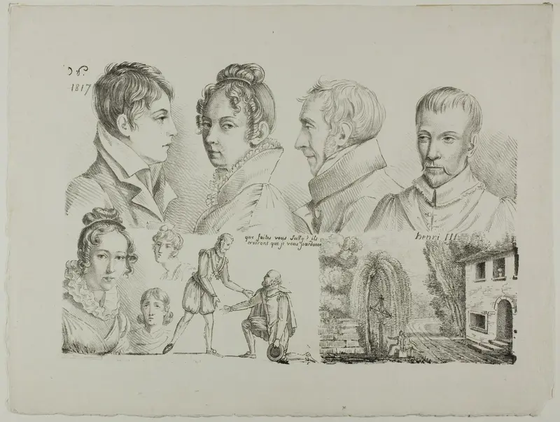 Sketches of Seven Heads, etc. Wall Art by Monogrammist B.D.P. - High-Resolution Digital Print