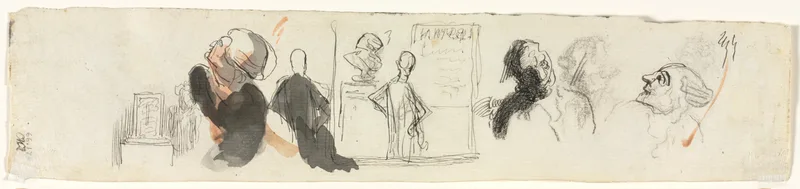 Sketches of Various Figures (verso) Wall Art by Honoré Daumier - High-Resolution Digital Print