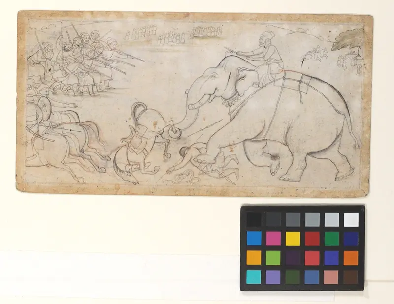 Skirmish with an Elephant Wall Art by Unknown - High-Resolution Digital Print