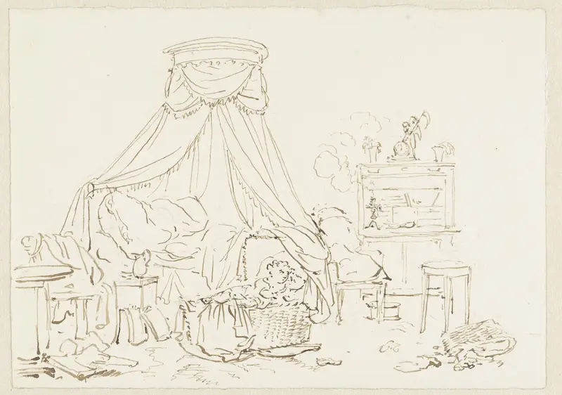 Slaapkamer met twee kinderen in een wieg Wall Art by Pieter Bartholomeusz. Barbiers - High-Resolution Digital Print
