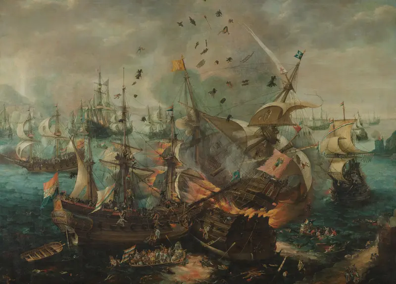 Slag bij Gibraltar in 1607 Wall Art by Cornelis Claesz van Wieringen - High-Resolution Digital Print