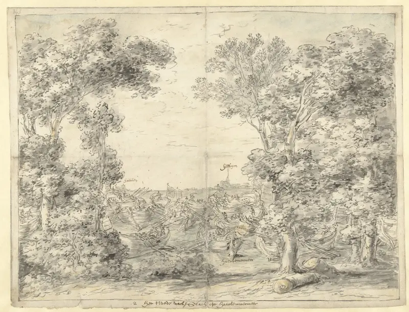 Slag op het Haarlemmermeer, 1573 Wall Art by Leonaert Bramer - High-Resolution Digital Print