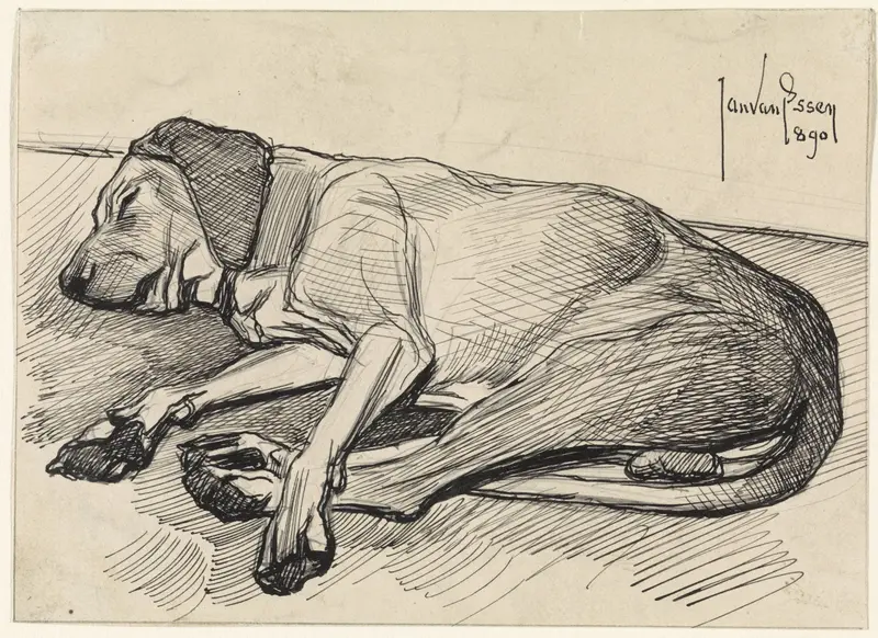 Slapende hond, naar links Wall Art by Jan van Essen - High-Resolution Digital Print