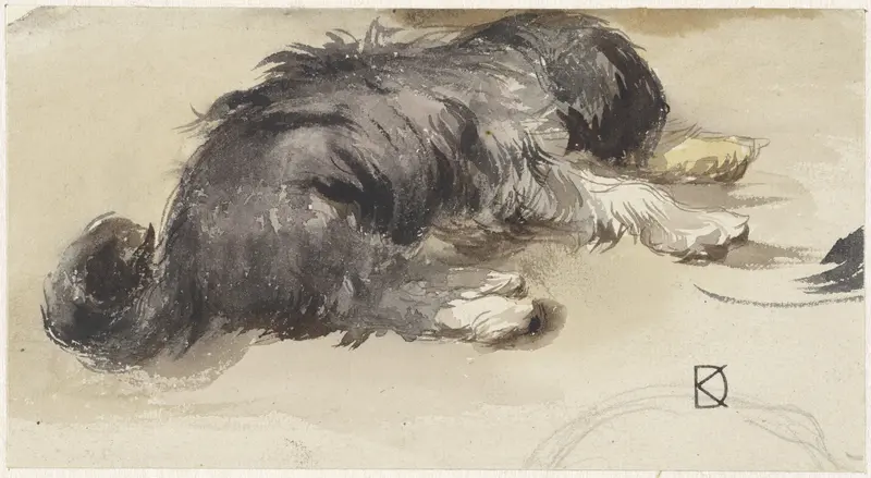 Slapende hond, van achteren gezien Wall Art by Johan Daniël Koelman - High-Resolution Digital Print