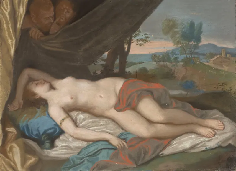 Slapende nimf bespied door saters Wall Art by Jean-Etienne Liotard - High-Resolution Digital Print
