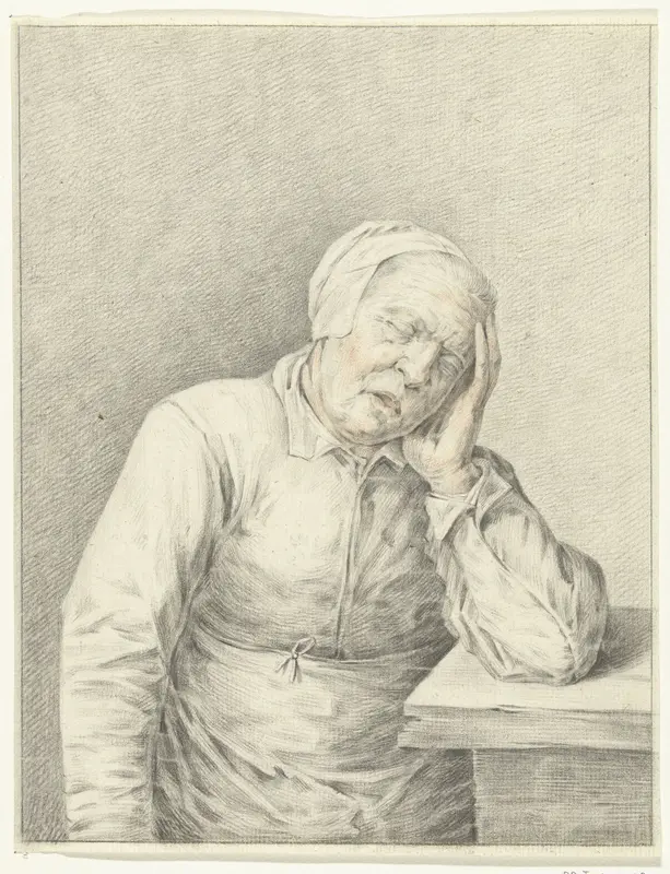 Slapende oude vrouw, met het hoofd in de hand Wall Art by Jean Bernard - High-Resolution Digital Print