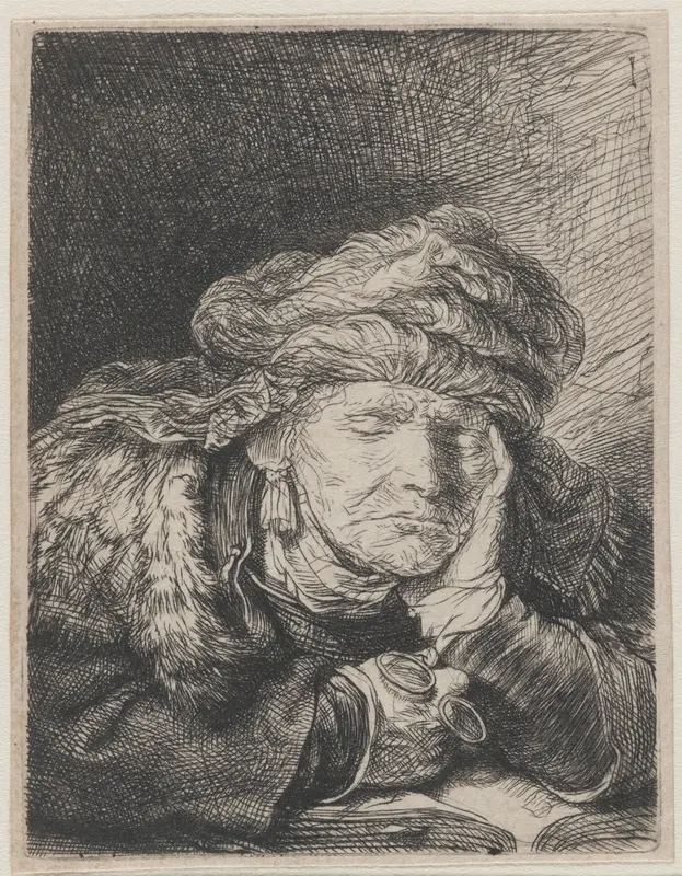 Slapende oude vrouw Wall Art by Rembrandt van Rijn - High-Resolution Digital Print