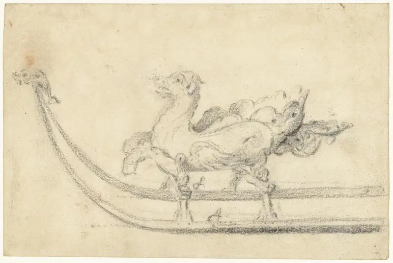 Slede in de vorm van een gevleugelde draak Wall Art by Gerard ter Borch (II) - High-Resolution Digital Print