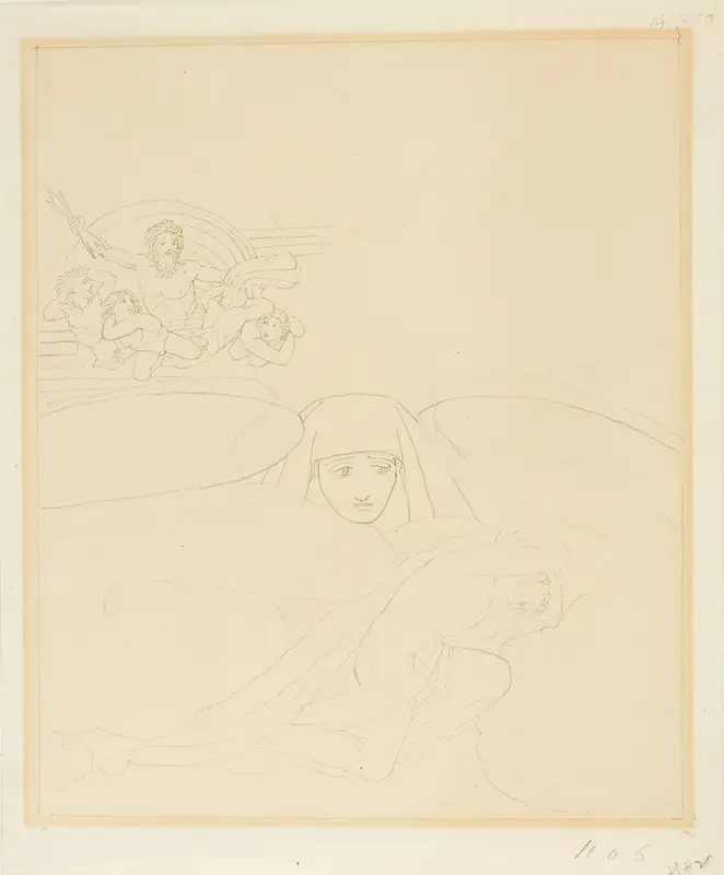 Sleep Escaping from the Wrath of Zeus Wall Art by John Flaxman - High-Resolution Digital Print