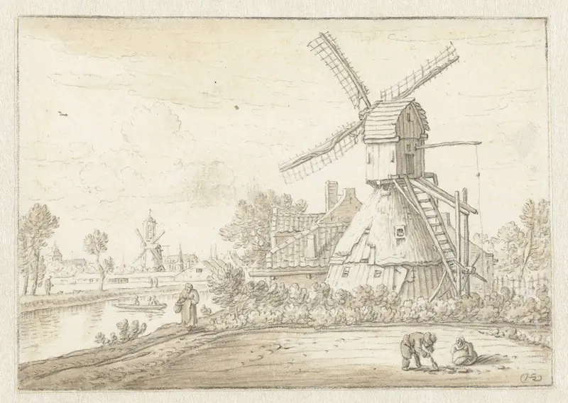 Slijpmolen te Utrecht Wall Art by Herman Saftleven - High-Resolution Digital Print