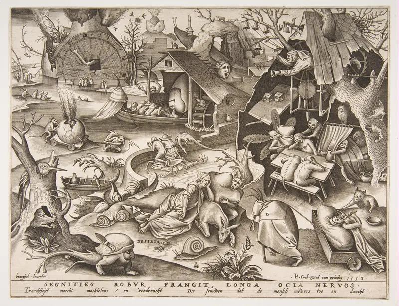 Sloth (Desidia), from "The Seven Deadly Sins" Wall Art by Pieter van der Heyden - High-Resolution Digital Print