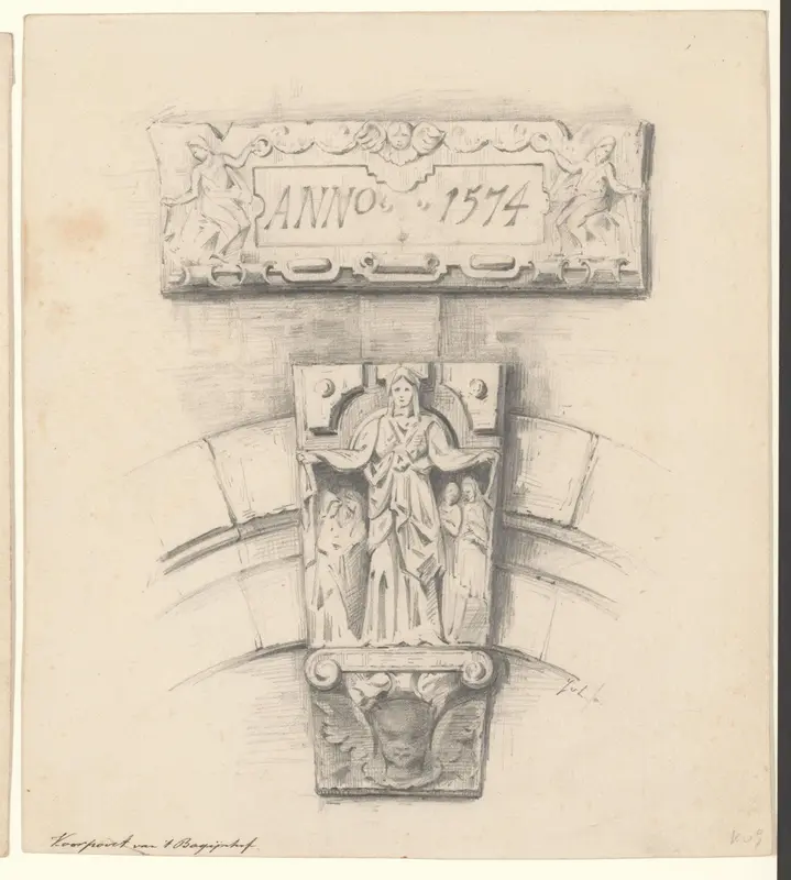 Sluitsteen van St. Ursula boven de voorpoort van het Begijnhof Wall Art by Unknown - High-Resolution Digital Print