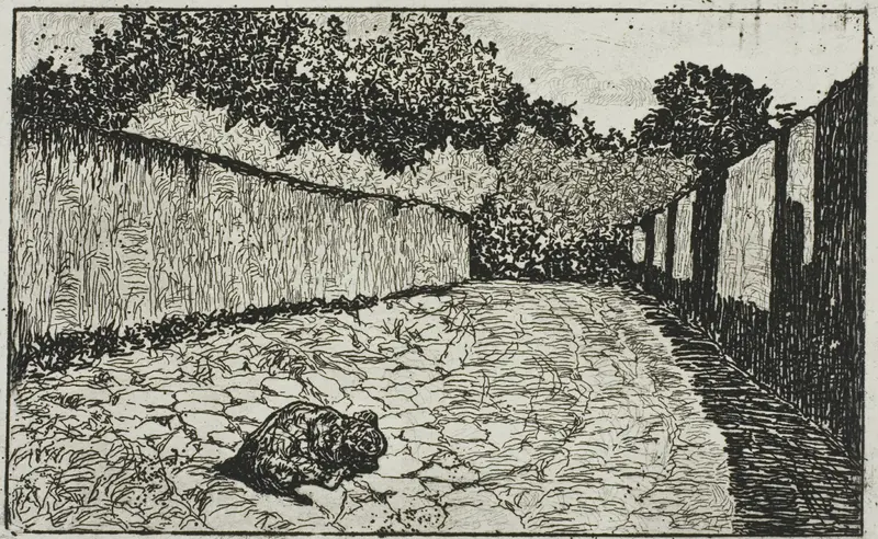 Small Street on the Outskirts of Florence with Puppy