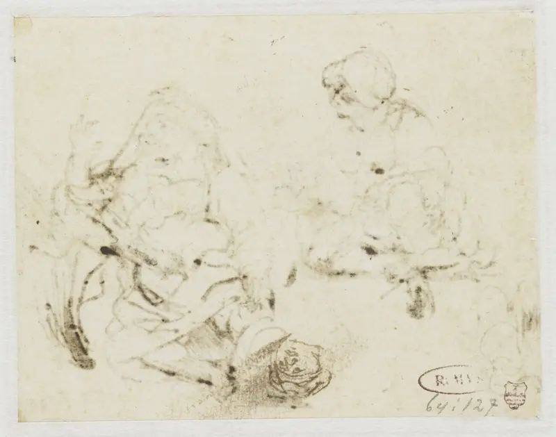 Small Study of the Head of the Sick Woman Wall Art by Rembrandt van Rijn - High-Resolution Digital Print