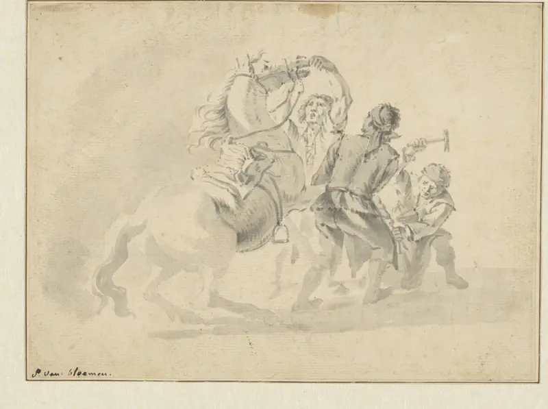 Smid tracht een paard te beslaan Wall Art by Pieter van Bloemen - High-Resolution Digital Print