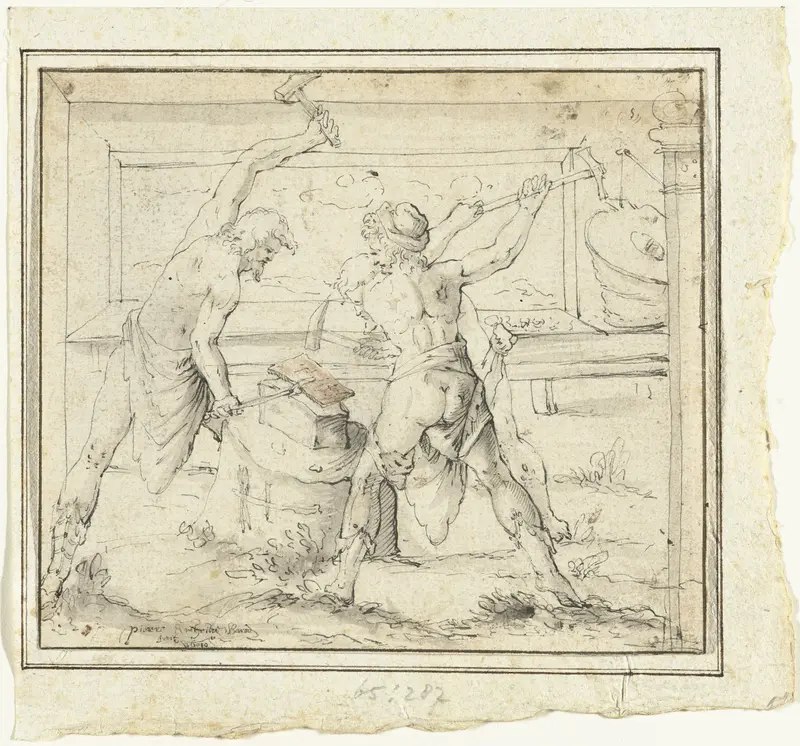Smidse met drie smeden Wall Art by Pierre Antonie Barod - High-Resolution Digital Print