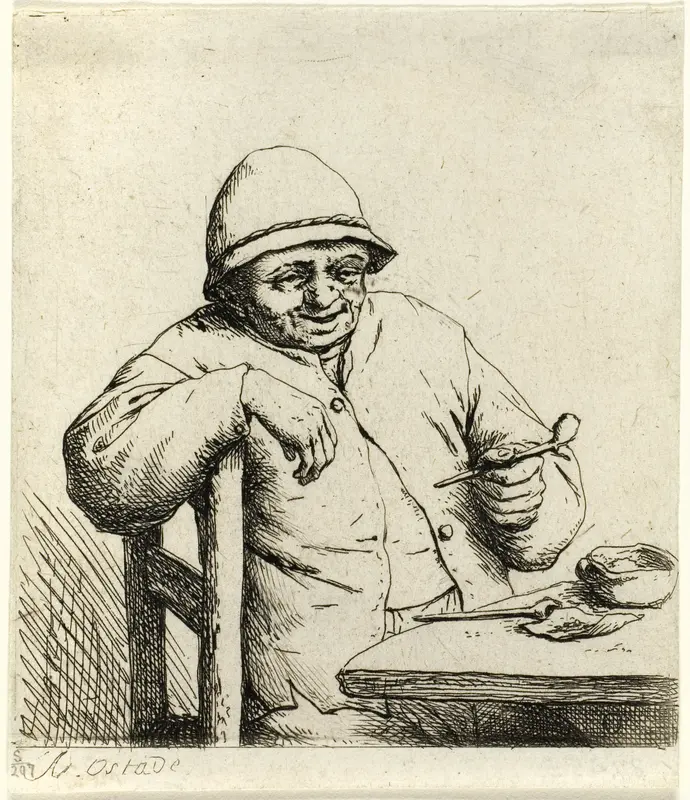 Smoker Leaning on the Back of a Chair Wall Art by Adriaen van Ostade - High-Resolution Digital Print