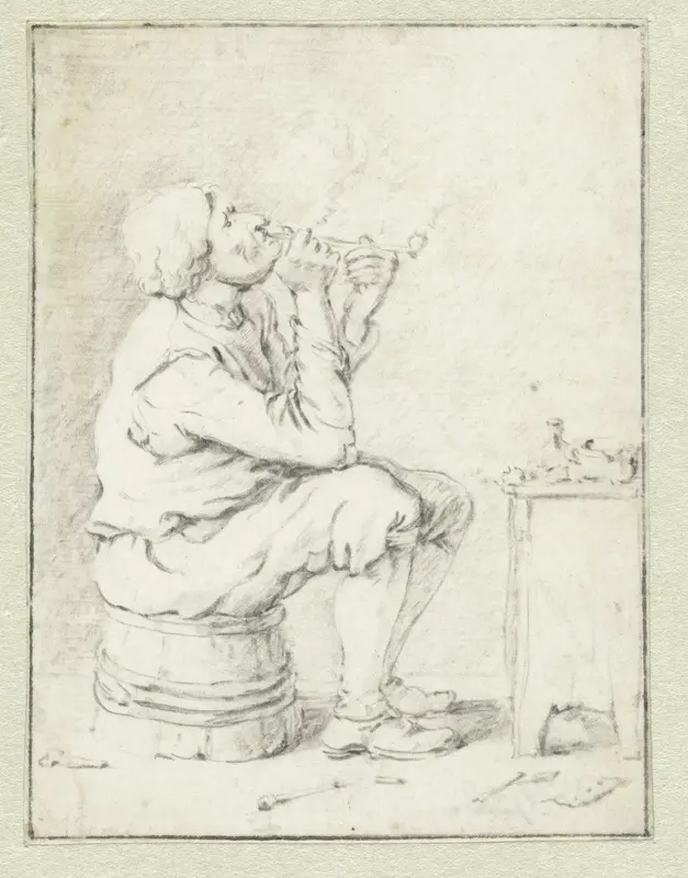 Smoking Peasant, Seated, Facing Right, on an Upturned Half Barrel Wall Art by Unknown - High-Resolution Digital Print