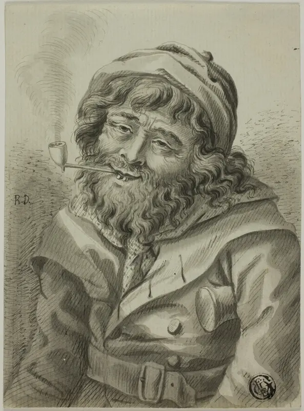 Smoking Sea Captain Wall Art by Unknown artist - High-Resolution Digital Print