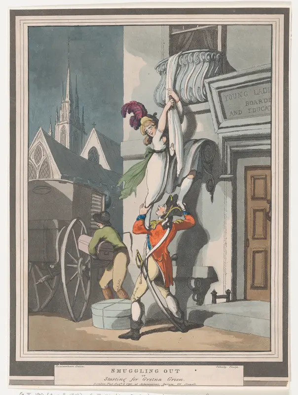 Smuggling Out, or Starting for Gretna Green Wall Art by Heinrich Joseph Schütz - High-Resolution Digital Print