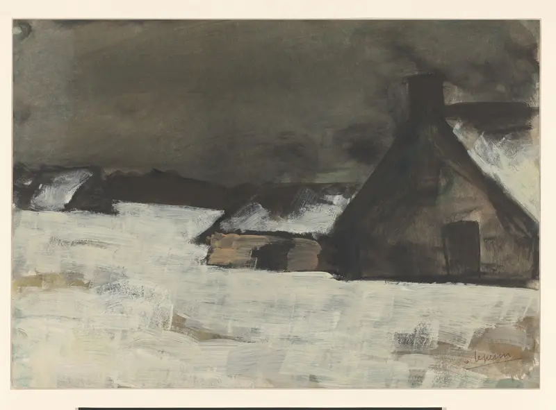 Sneeuwlandschap met boerderij Wall Art by Unknown - High-Resolution Digital Print