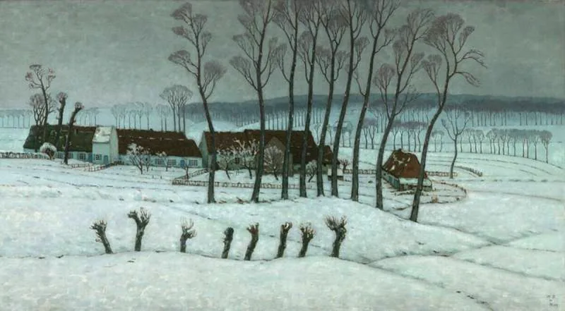 Snow at Berchem-Sainte-Agathe Wall Art by William Degouve de Nuncques - High-Resolution Digital Print